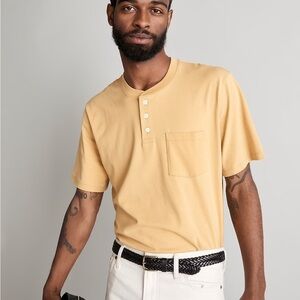 Madewell textured cotton pocket Henley tee ornate gold